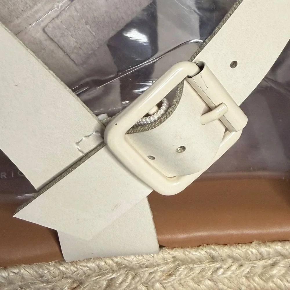 NWOB‎ American Eagle Cream Espadrille Platform Cage Sandals Women's Size10